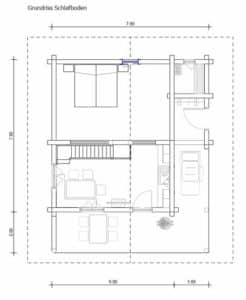 Schlafboden Grunsriss Ferienhaus