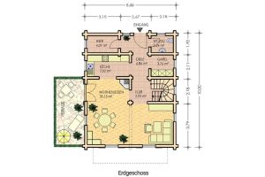 Wohnhaus - Blockhaus - Grundriss EG - Perr Blockhausbau