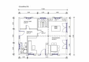 Wohnhaus - Blockhaus - Grundriss EG - Perr Blockhausbau